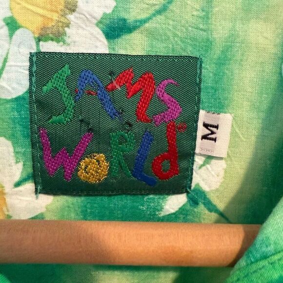 Jams World Short Sleeve Floral Button Down Top Size M - Picture 4 of 6